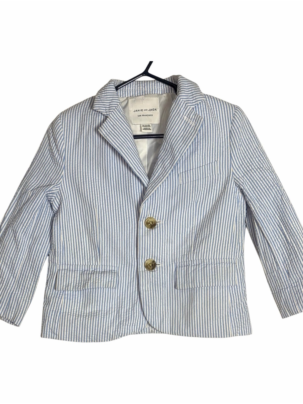 Janie & Jack Blue Stripe Seersucker Boy's Jacket Size 18-24 Months